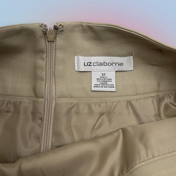 LIZ CLAIBORNE Women’s 12 Tan Belted Skirt - Picture 4 of 4